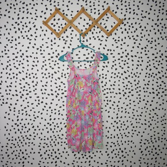 The Children’s Place Pink Butterfly Print Ruffle Strap Girls Romper - Picture 3 of 6